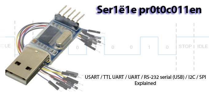 Seriële protocollen – USART / UART / RS-232 / USB / I2C / SPI