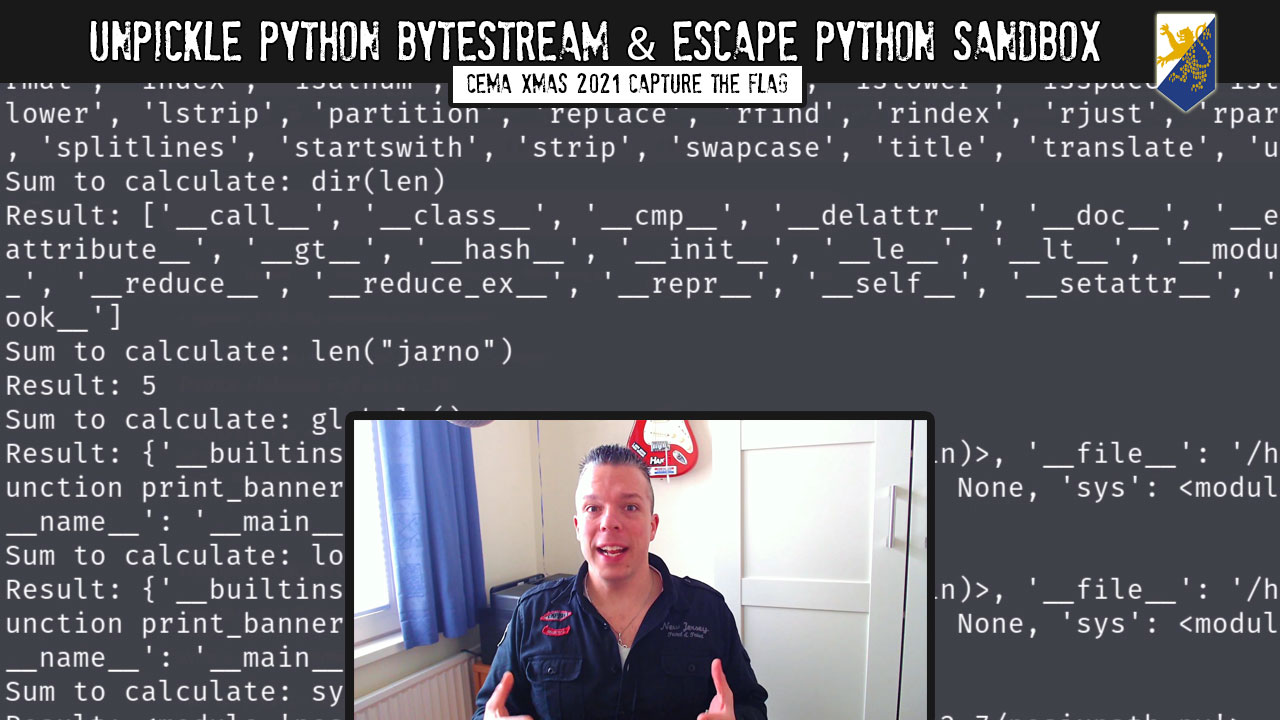 CEMA CTF 2/6 – Unpickle Python Bytestream & Escape Python Sandbox
