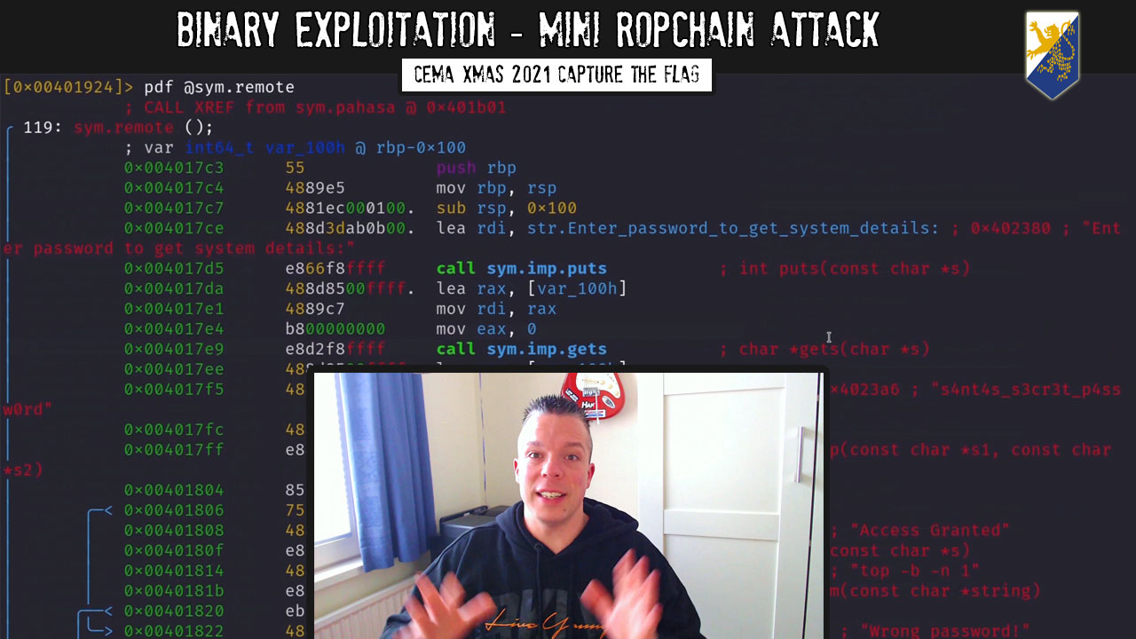CEMA CTF 4/6 – Binary Exploitation – Mini ROPChain Attack